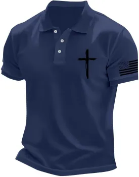 American Flag Shirts for Men USA 4th of July Indepednece Day Polo T-Shirt Summer Athletic Workout Patriotic Tee Tops