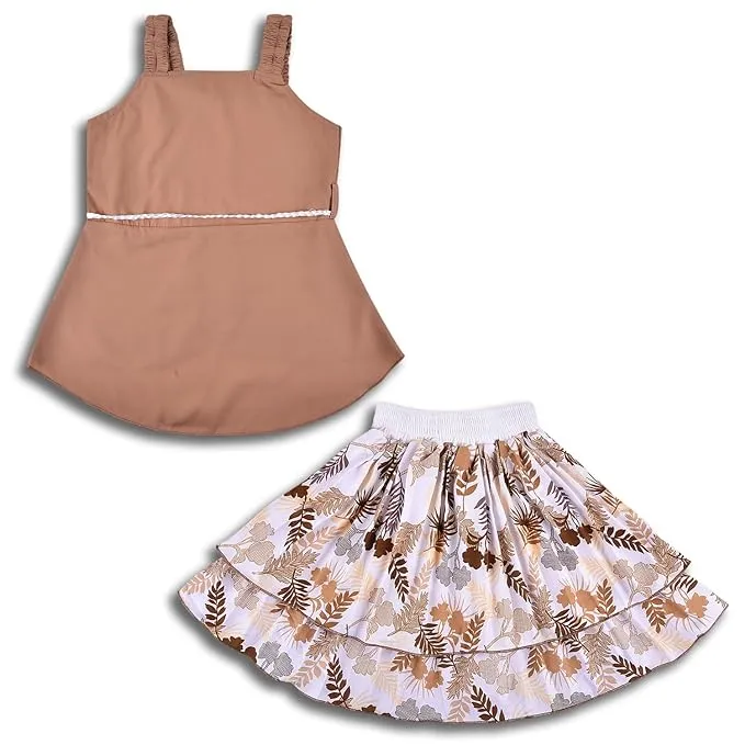 Baby Girls Casual Printed Top and Skirt For Girls