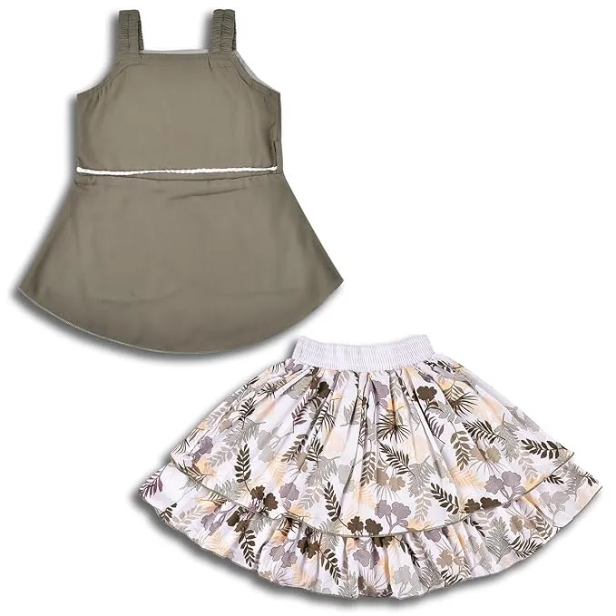 Baby Girls Casual Printed Top and Skirt For Girls