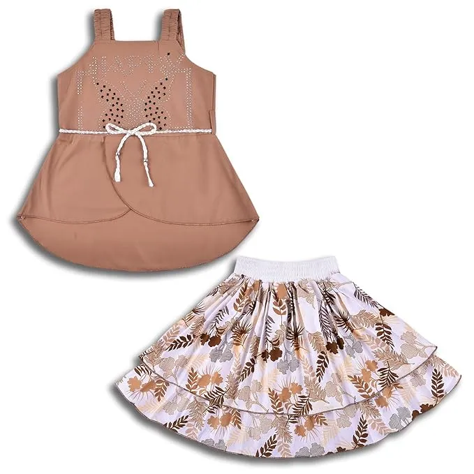 Baby Girls Casual Printed Top and Skirt For Girls