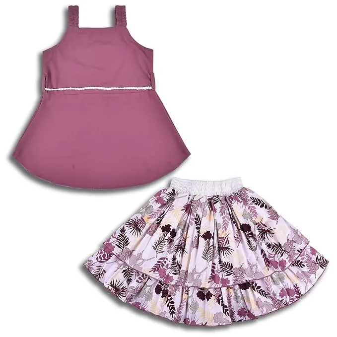 Baby Girls Casual Printed Top and Skirt For Girls