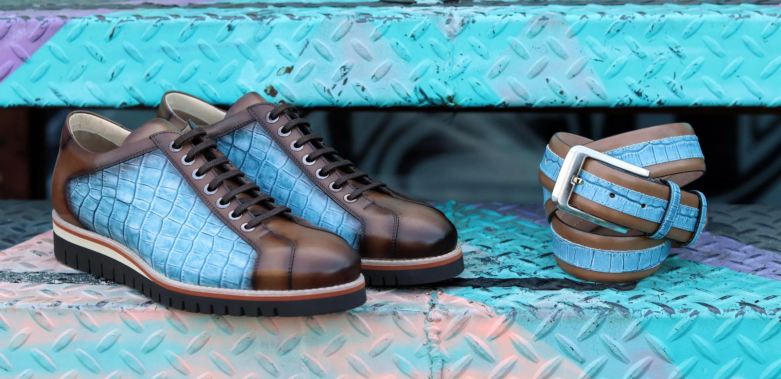 Corrente Printed Calfskin Lace-Up Oxford Taupe
