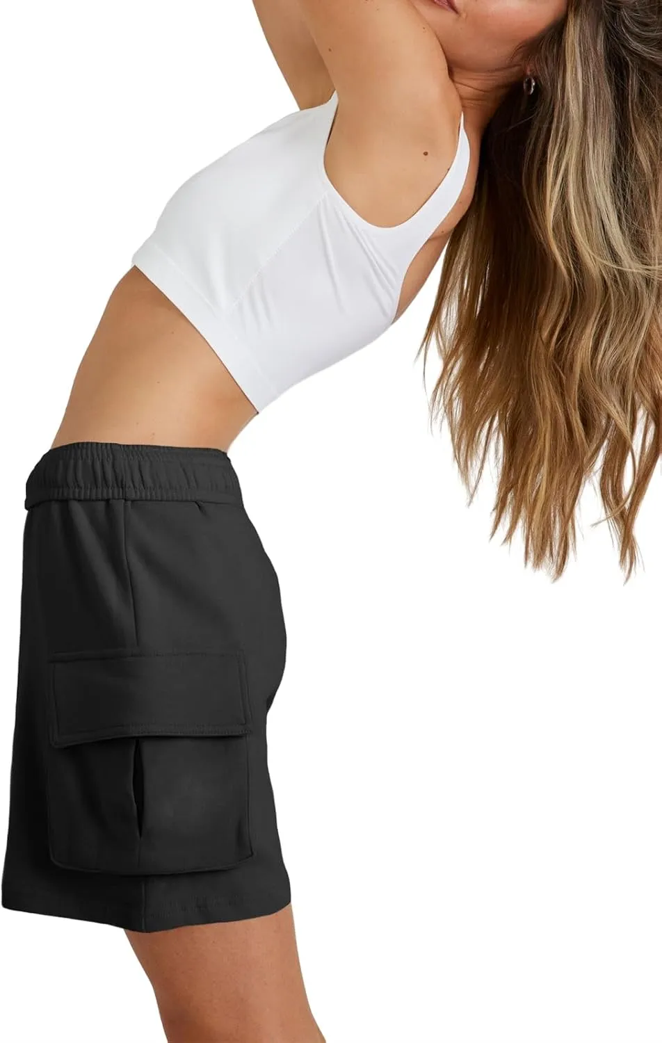 Fisoew Sweat Shorts for Women Casual Summer Drawstring Cargo Short Athletic Running Workout Baggy Shorts