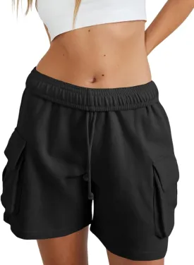Fisoew Sweat Shorts for Women Casual Summer Drawstring Cargo Short Athletic Running Workout Baggy Shorts