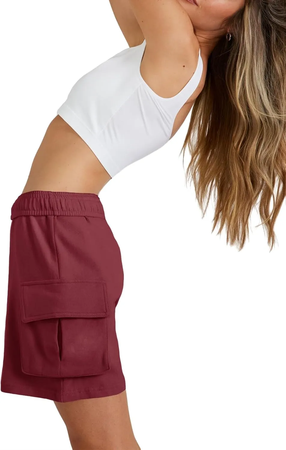 Fisoew Sweat Shorts for Women Casual Summer Drawstring Cargo Short Athletic Running Workout Baggy Shorts