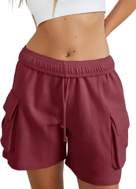 Fisoew Sweat Shorts for Women Casual Summer Drawstring Cargo Short Athletic Running Workout Baggy Shorts