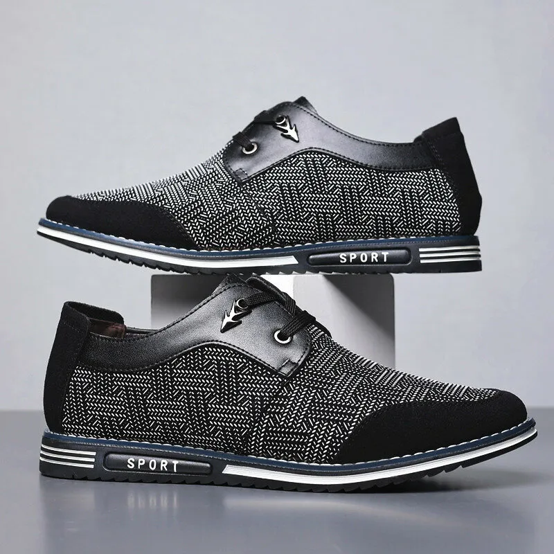 Kaegreel Men Special Suede Splicing Lace Up Soft Business Casual Shoes