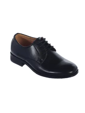 Little Boys Black Matte Leather Lace Up Dress Shoes 5-10 Toddler