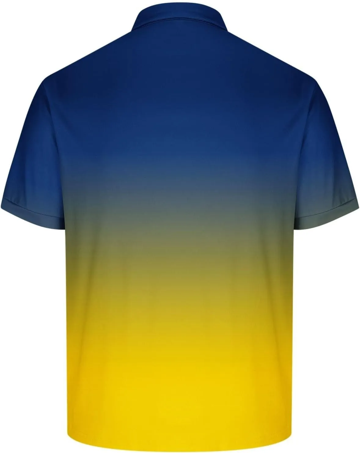 Mens Casual Polo Shirts Gradient Color Button up Short Sleeve T-Shirt Novelty Summer Fitness Gym Athletic Active Tops