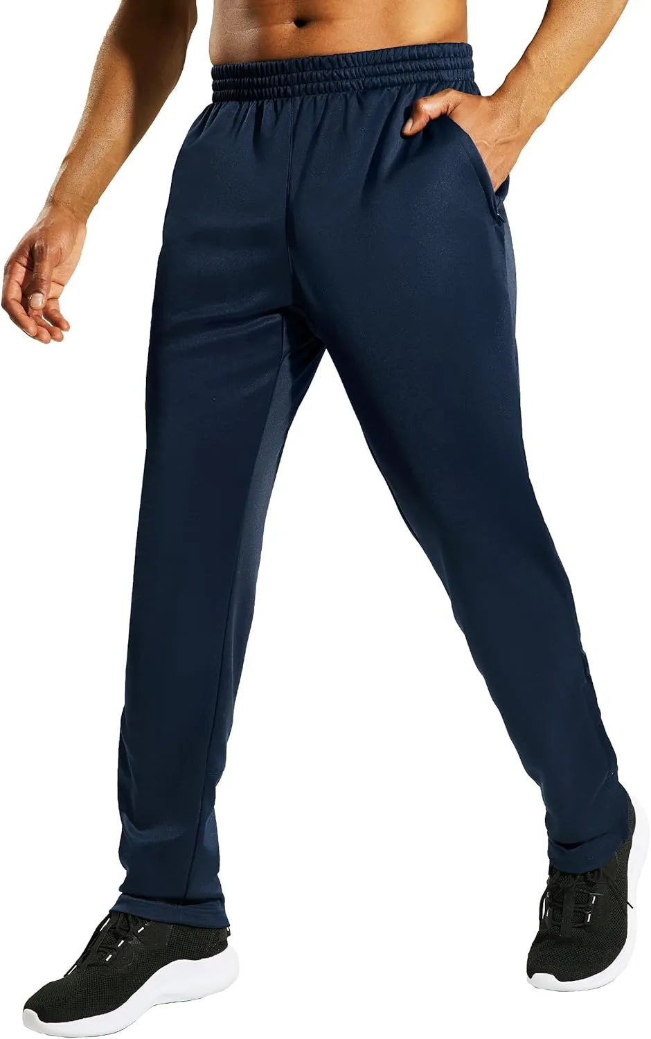 MIER Mens Sweatpants with Pockets, Athletic Training Track Jogger, Soccer Warm-up Pants with Zipper Ankle