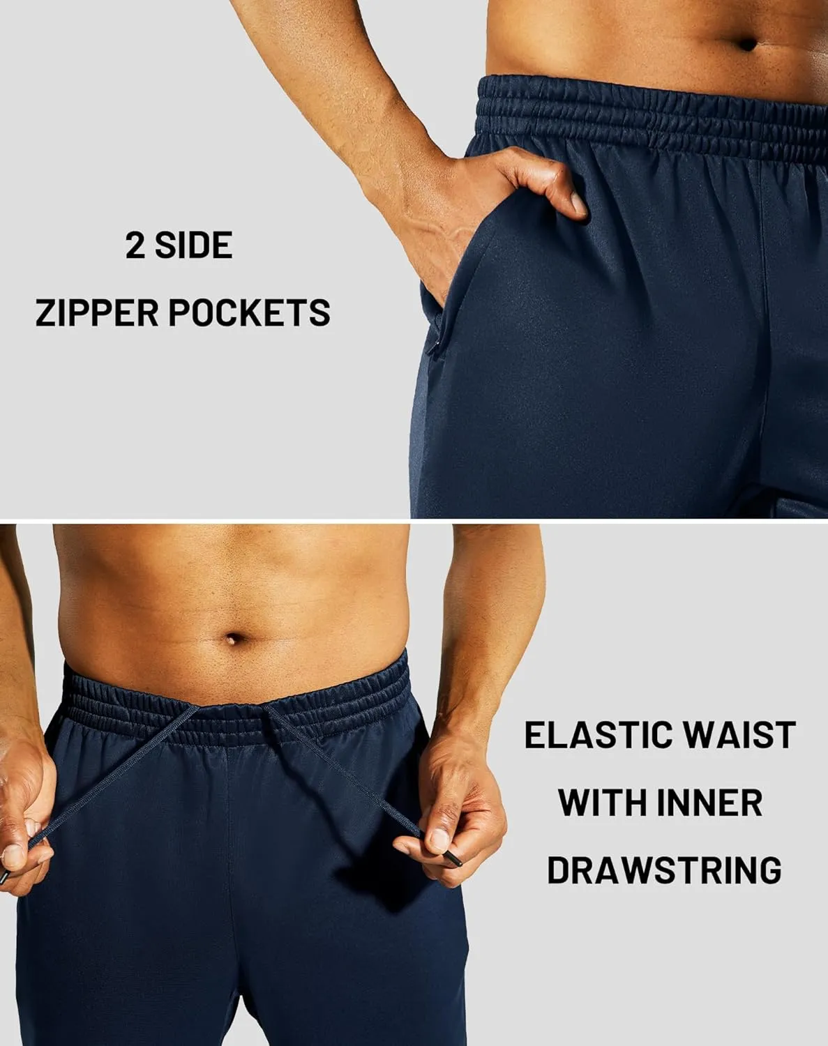 MIER Mens Sweatpants with Pockets, Athletic Training Track Jogger, Soccer Warm-up Pants with Zipper Ankle