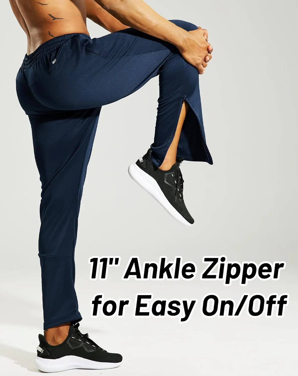 MIER Mens Sweatpants with Pockets, Athletic Training Track Jogger, Soccer Warm-up Pants with Zipper Ankle