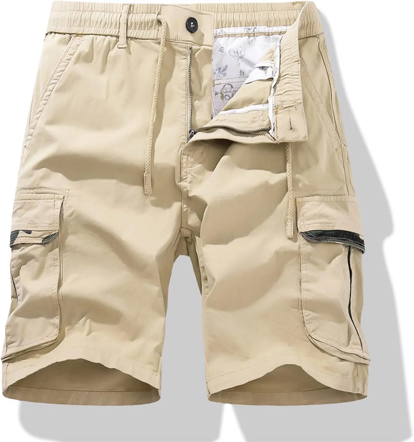 Muscularfit Linen Shorts for Men 2023 Casual Elastic Waist Cargo Short with Pockets Regular and Big & Tall Summer Beach Short