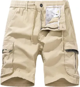 Muscularfit Linen Shorts for Men 2023 Casual Elastic Waist Cargo Short with Pockets Regular and Big & Tall Summer Beach Short