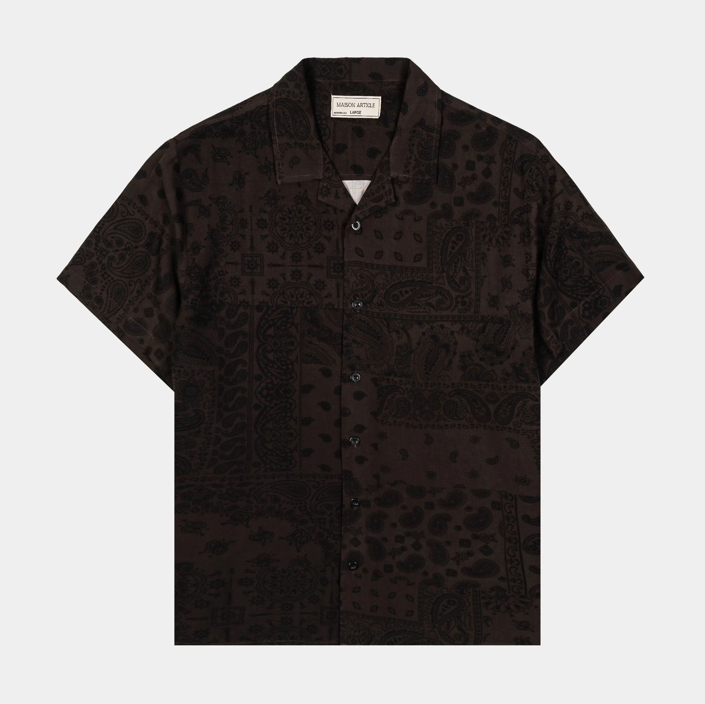 Paisley Rayon Mens Short Sleeve Shirt (Brown)