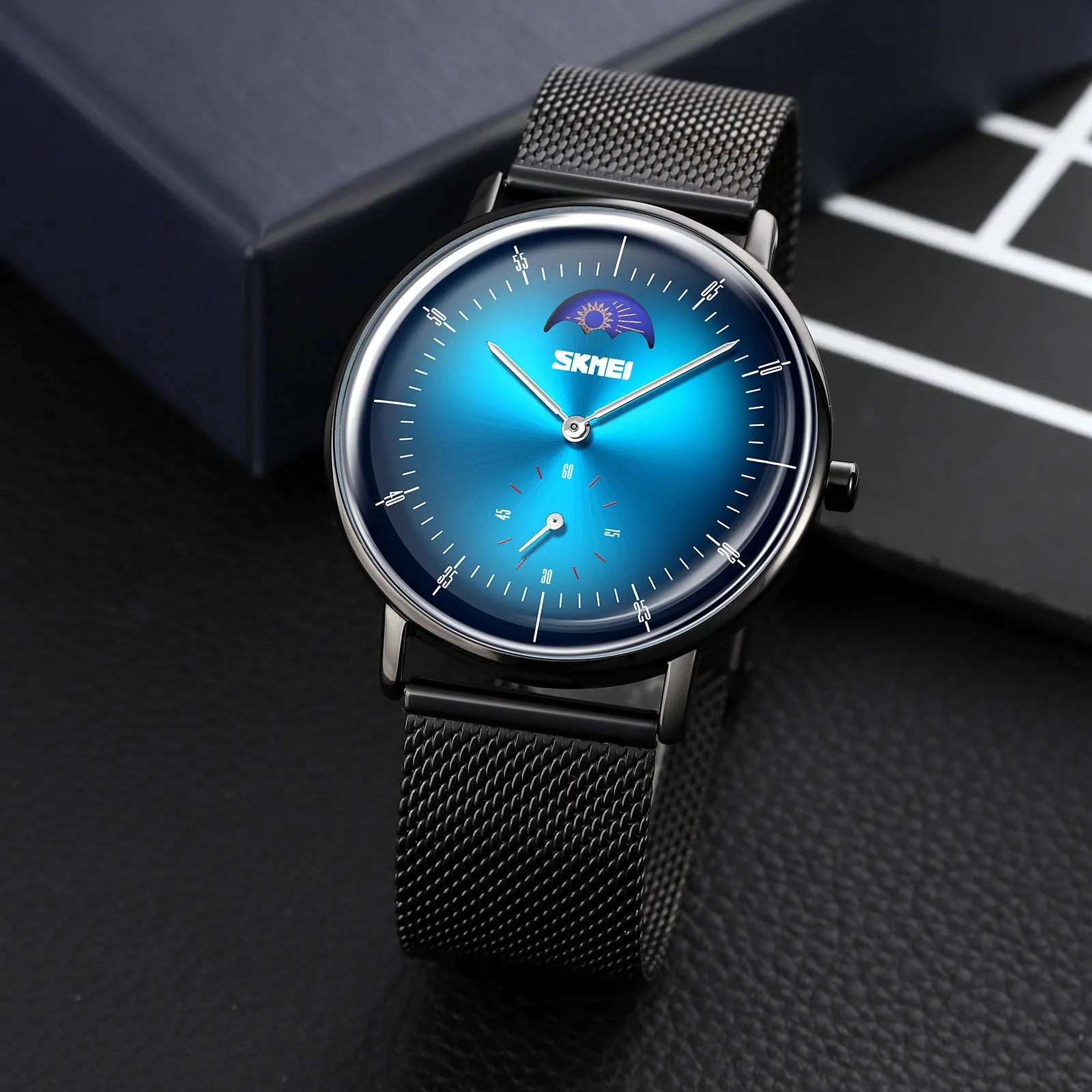 SKMEI 9245 Personalized Moonphase Watch for Men IP67 w/ Stainless Steel Strap